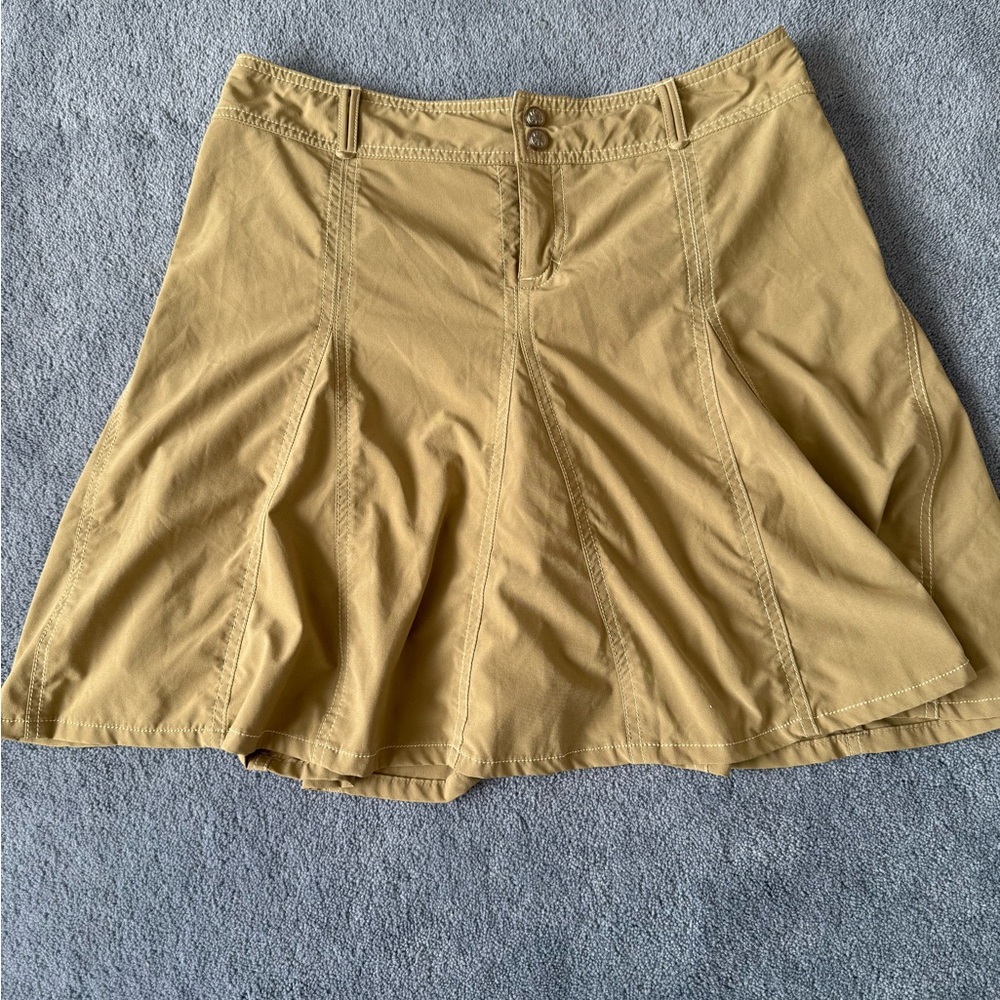 Y2K Athleta Tan A-Line Skirt Skort size 10 petite